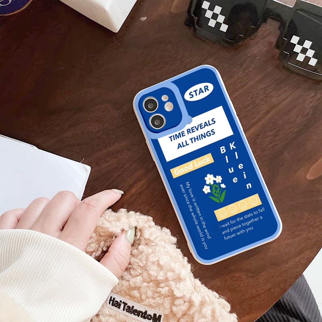 Ốp lưng iphone FLOWER BLUE cạnh vuông  cho iphone 11 7plus 8plus x xsmax 11pro max 12pro 12promax13promax tr1068