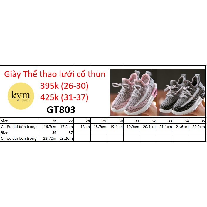 [FORM TO XEM KĨ BẢNG SIZE] Giày Thể thao Lưới cổ chun cho bé G803
