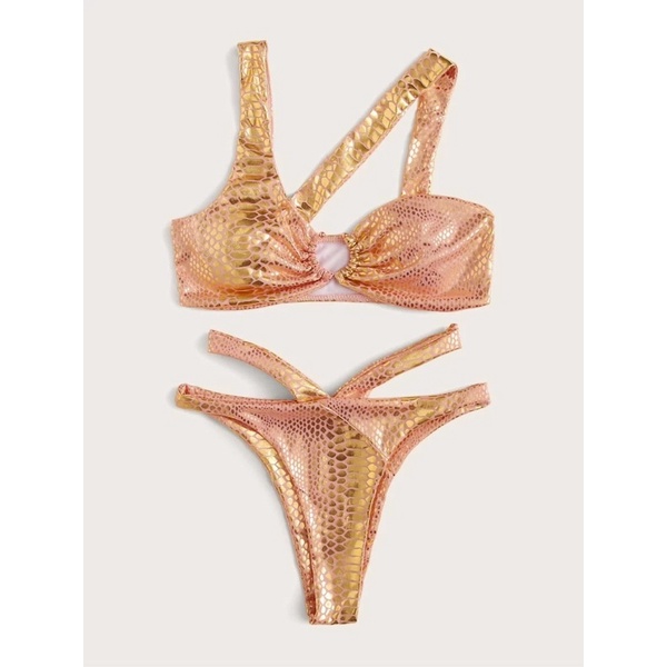 [BKN680] &lt;ÂU&gt; SET BIKINI CHÉO VAI DA RẮN VÀNG ĐỒNG