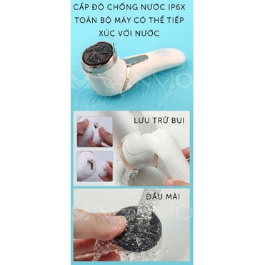 Máy Chà Gót Chân Chống Nước Hút Bụi Tự Động 510 Mài Tế Bào Chết Gót Chân Giảm Nứt Gót Chân Kèm 3 Đầu Mài Thạch Anh