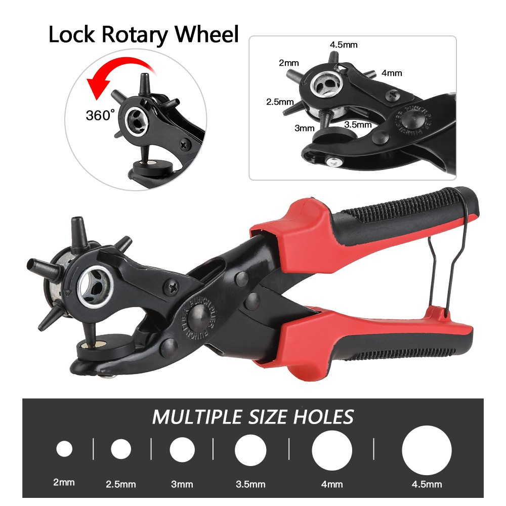 Kìm bấm lỗ EKEZ cho dây da đồng hồ thắt lưng giày dép bìa cứng loại 10 size 6 lỗ