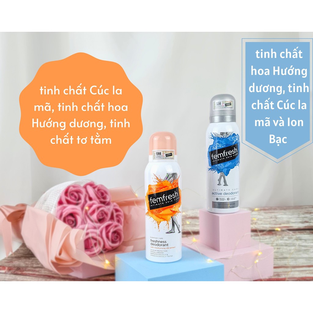 Xịt Thơm Mát Vùng Kín, Bảo Vệ Vùng Kín Luôn Khỏe Mạnh Femfresh Deodorant Spay 125ml (cam)