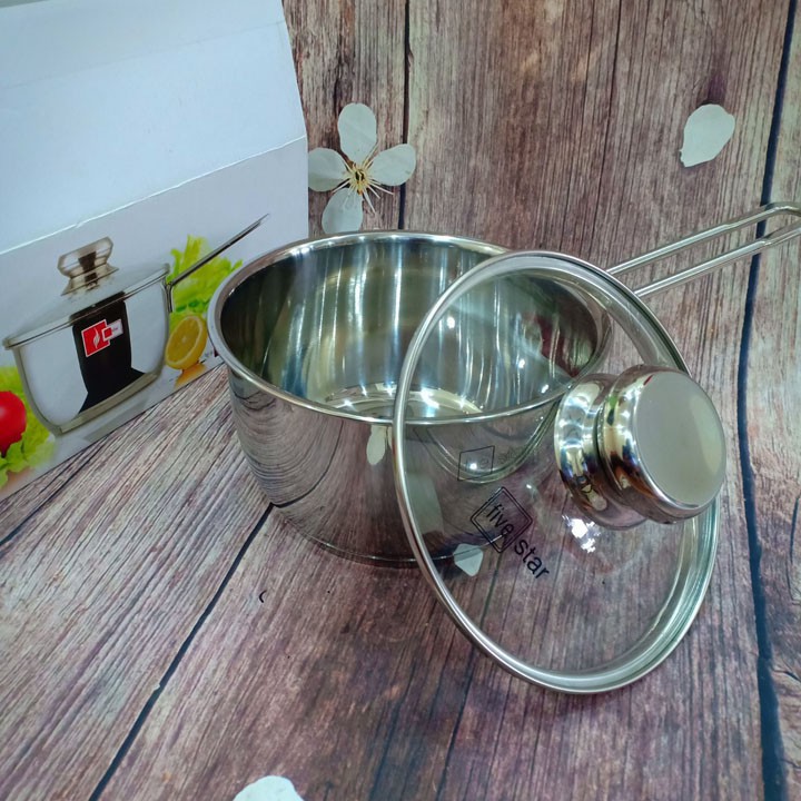 Quánh 3 đáy inox 430 Fivestar Standard nắp kính bếp từ FSQ16001 (16cm) TỐT CHO SƯC KHỎE