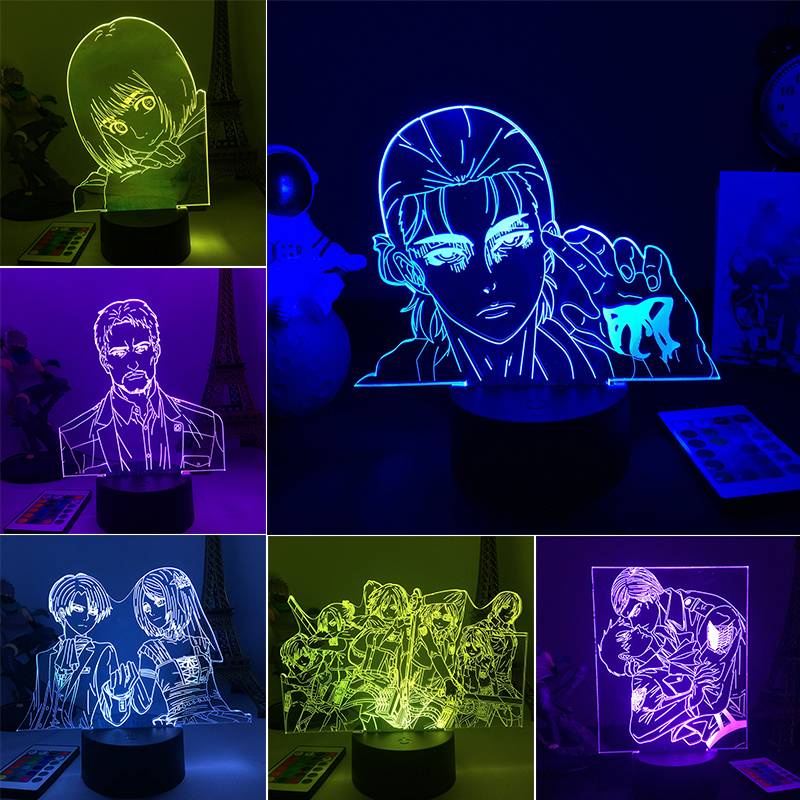 Đèn LED để bàn hình nhân vật Levi Eren Mikasa trong Attack On Titan trang trí nhà cửa