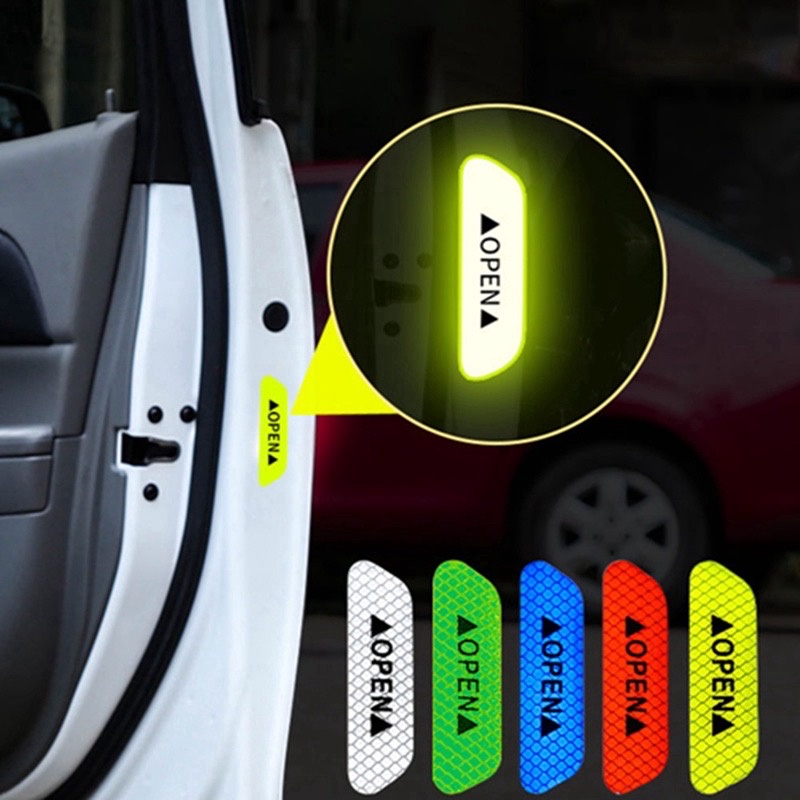 Bộ 4 Miếng Tem Dán Phản Quang - Open - Cảnh Báo An Toàn Khi Mở Cửa Xe Ôtô Cho Người Đi Đường Phía Sau. TakyHome 9700