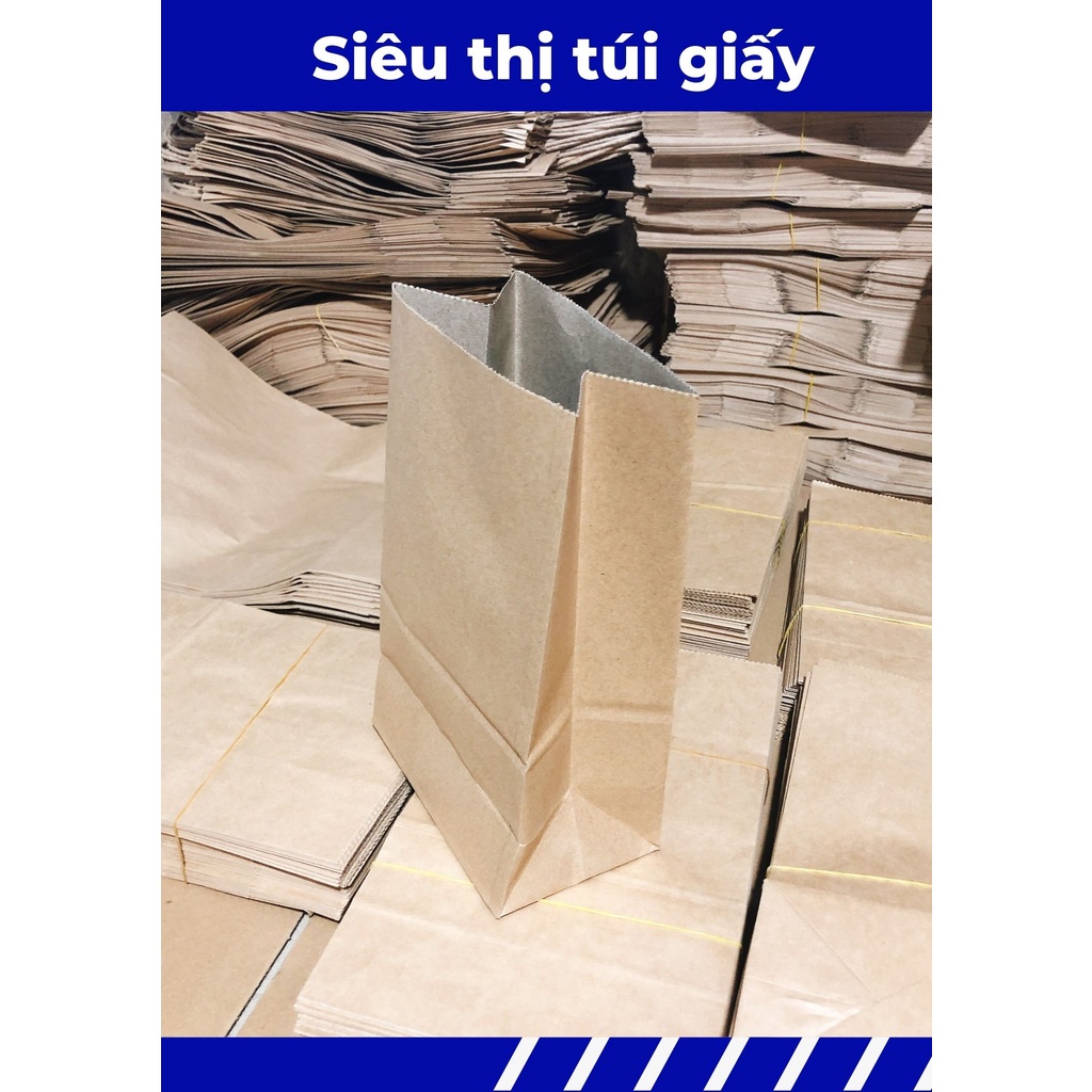 COMBO 100 CHIẾC TÚI GIẤY KRAFT S13: 13.5x8x22cm KHÔNG QUAI ( ẢNH THẬT)