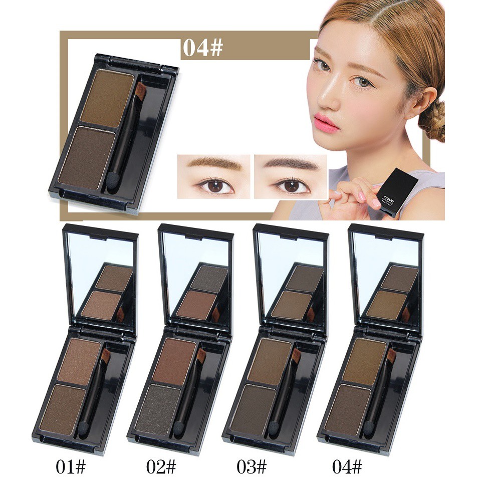 Bột Vẽ Chân Mày Novo 2 Màu Makeup, 4 Loại Tùy Chọn Trang Điểm Đôi Lông Mày Cân Đối Theo Tone Khác Nhau