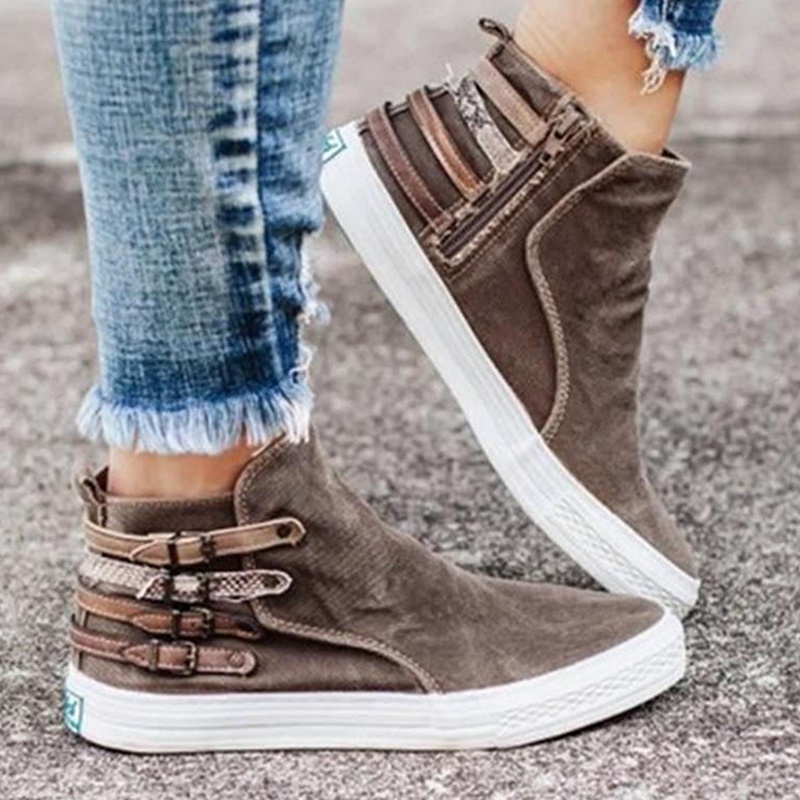 Women Ankle Boots Denim Flats Booties Autumn Flat Shoes Woman Sneaker Causl  Fashion Female Shoes