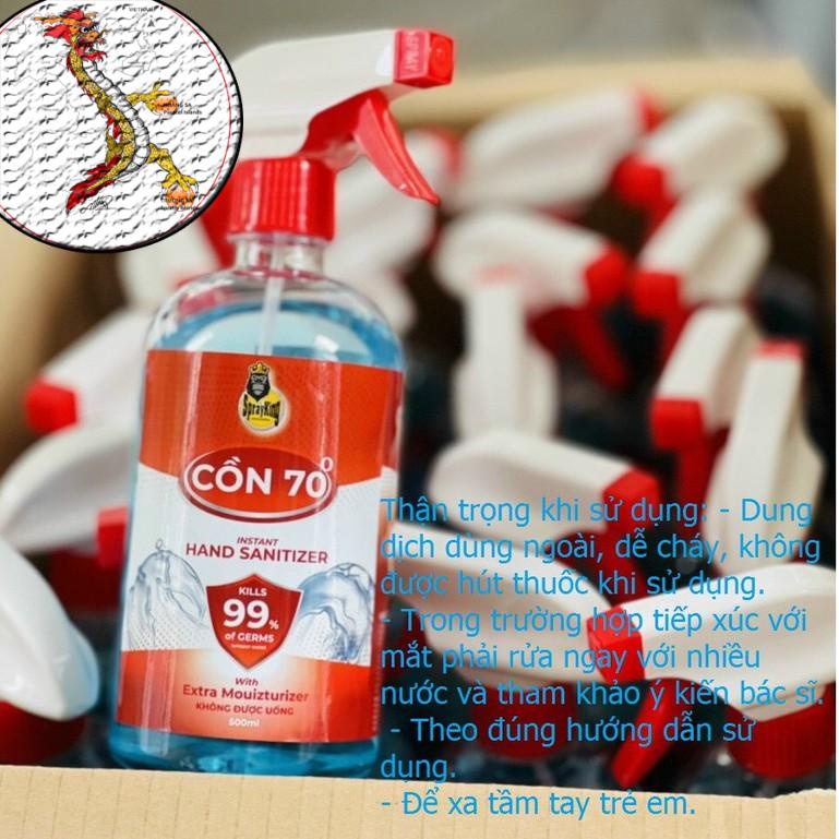 [Giá hủy diệt]   CỒN ETHANOL 70 ĐỘ chai 500ML, Nước rửa tay khô diệt khuẩn Spray King CHAI 500ML giá cạnh tranh