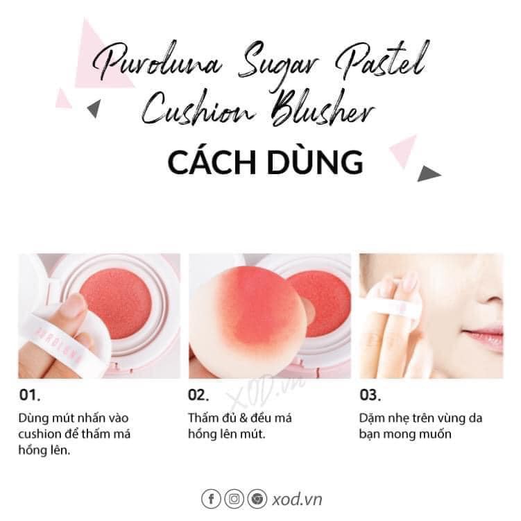 MÁ HỒNG PUROLUNA SUGAR PASTEL CUSHION BLUSHER