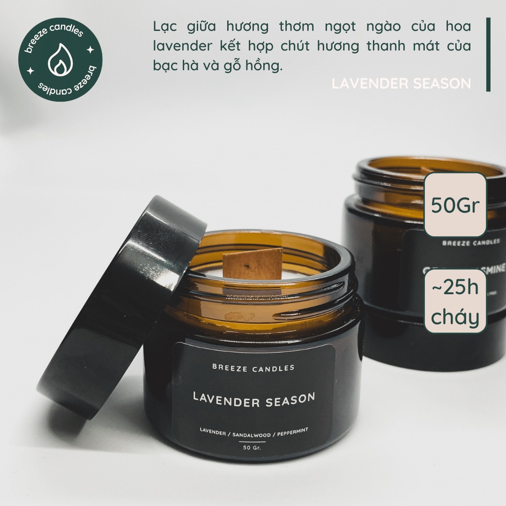 [DEAL SỐC 9K] Nến thơm hương lavender, đàn hương, bạc hà - LAVENDER SEASON - 50gr (~25 giờ đốt)