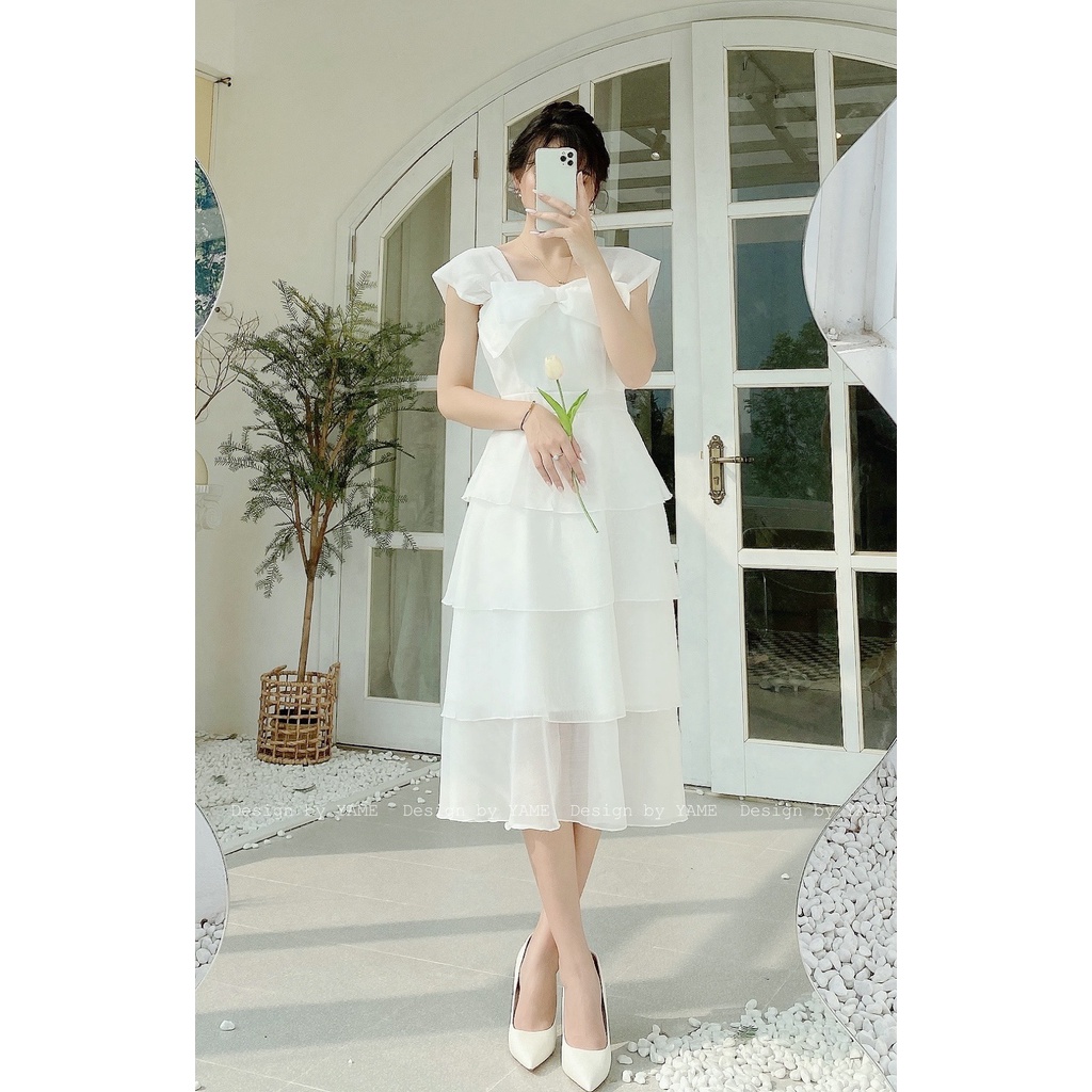 Váy trắng chất vải tơ nến V02 Bride YAME