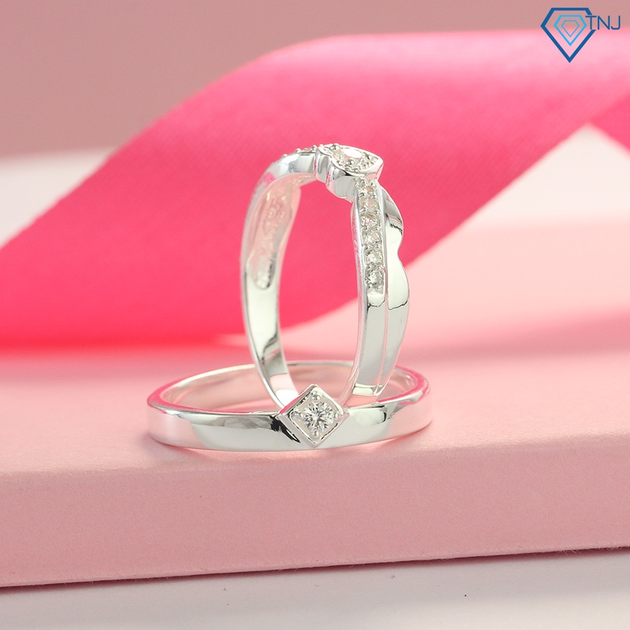 Nhẫn bạc đôi nam nữ đính đá khắc tên theo yêu cầu ND0413 Trang Sức TNJ