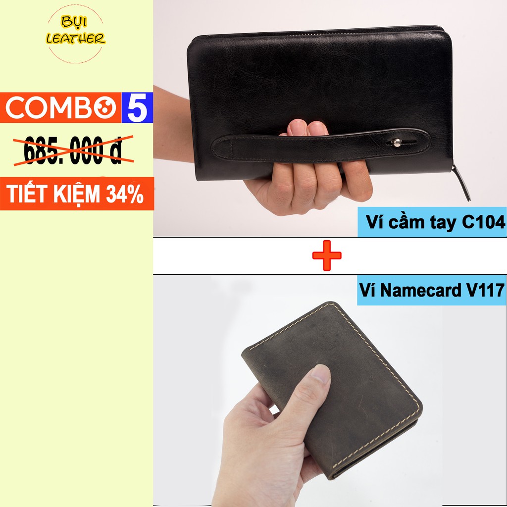[MUA 1 ĐƯỢC 2] COMBO: 1 ví dài cầm tay C104 và 1 ví Namecard V117 - TIẾT KIỆM 34% CHI PHÍ