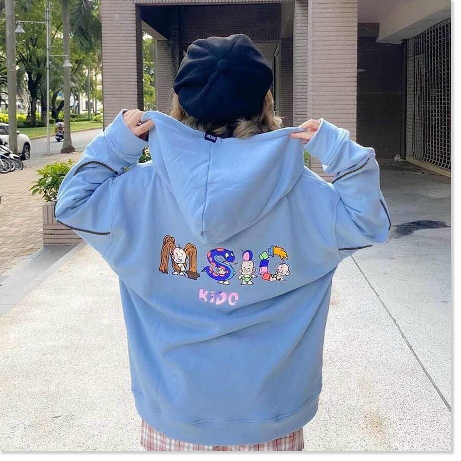 ÁO KHOÁC NỮ VÃI NỈ FORM RÔNG IN HÌNH HỌA TIẾT XIN ĐẸP THỜI TRANG MỚI KME