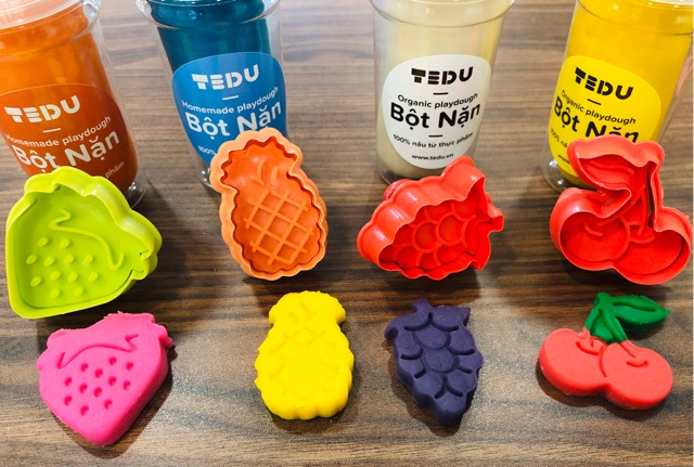 Bộ khuôn ấn trái cây chơi bột nặn đất nặn an toàn Tedu