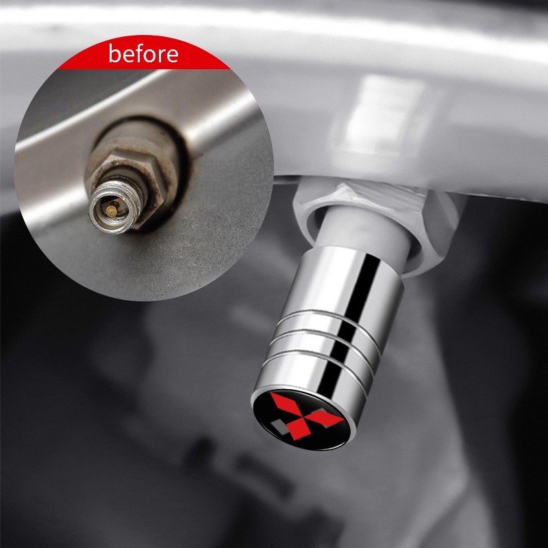Set 4 Nắp Van Bánh Xe Hơi Mitsubishi ASX Lancer EX Pajero Outlander L200 EVO