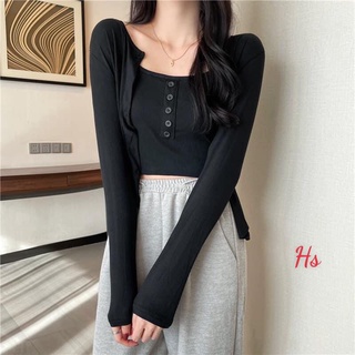 Set Áo Cardigan 🍉 set đồ nữ gồm áo khoác nỉ cardigan kèm áo 2 dây siêu xinh gồm 2 màu đen, trắng chất liệu thun tăm
