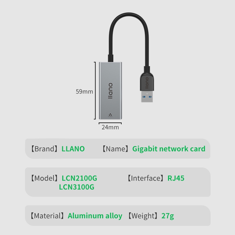 Đầu chuyển đổi mạng lan Llano từ cổng usb 3.0/2.0 sang cổng rj45 100/1000mbps | BigBuy360 - bigbuy360.vn