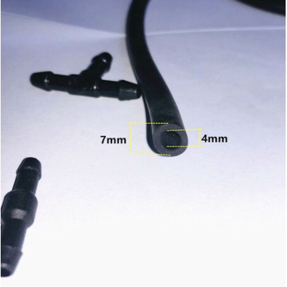 Đầu nối Ống rửa kính chắn gió xe hơi ô tô 3.5mm bằng cao su màu đen phun nước thẳng kính lái phía trước chữ T Y