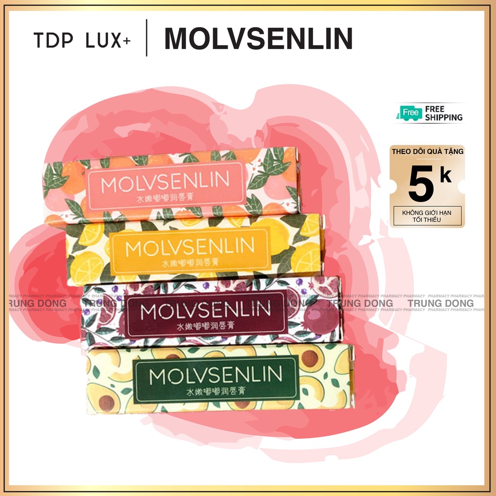 Son dưỡng môi hết khô nẻ môi hoa quả Molvsenlin Lip Balm 3.2g dành cho bạn gái và phụ nữ - Trung Đông Pharmacy