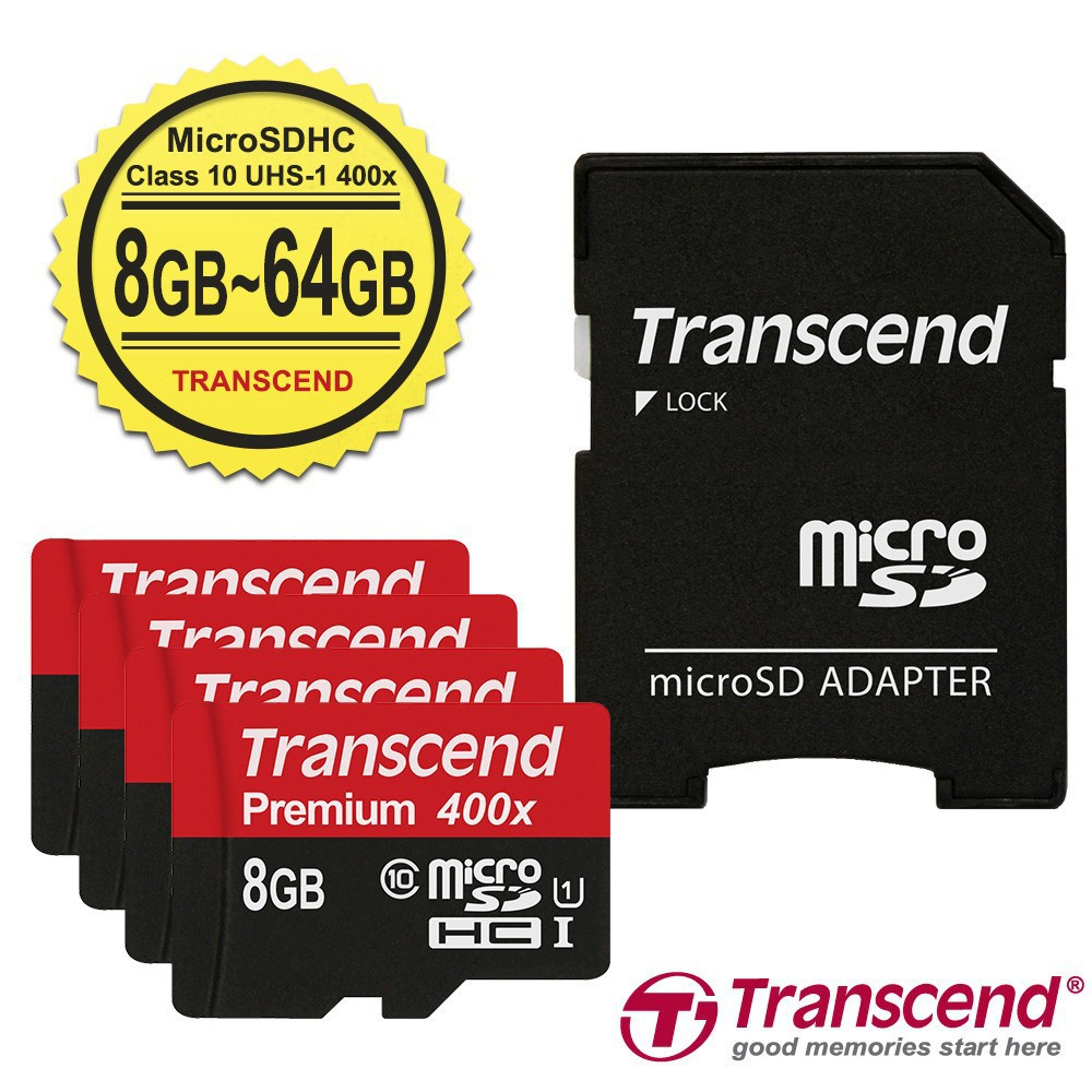 Thẻ nhớ Micro SD Transcend với dung lượng 8GB/16GB/32GB/64GB tuỳ chọn