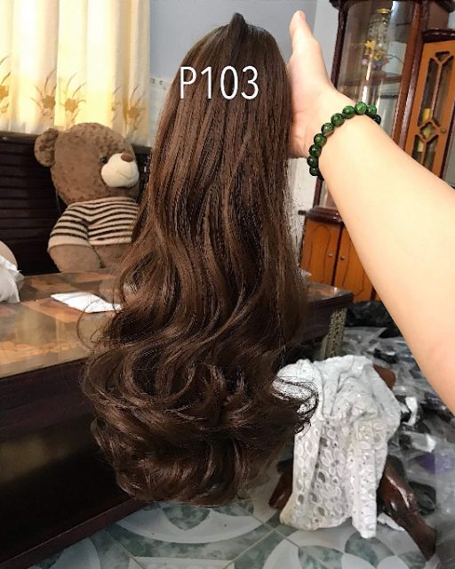 Tóc giả nữ đẹp ❤FREESHIP❤ Tóc giả ngoặm xoăn lửng 45cm, P103