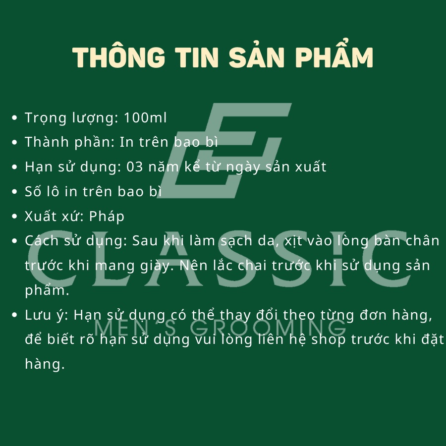 Xịt Khử Mùi và Ngăn Mồ Hôi Chân Etiaxil Déodorant Anti-Transpirant 48h Pieds 100ml