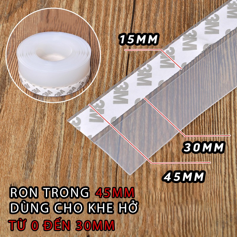 2 Mét Ron Chân Cửa Cao Su Keo 3M Dán Chống Bụi Côn Trùng 25 35 45 mm