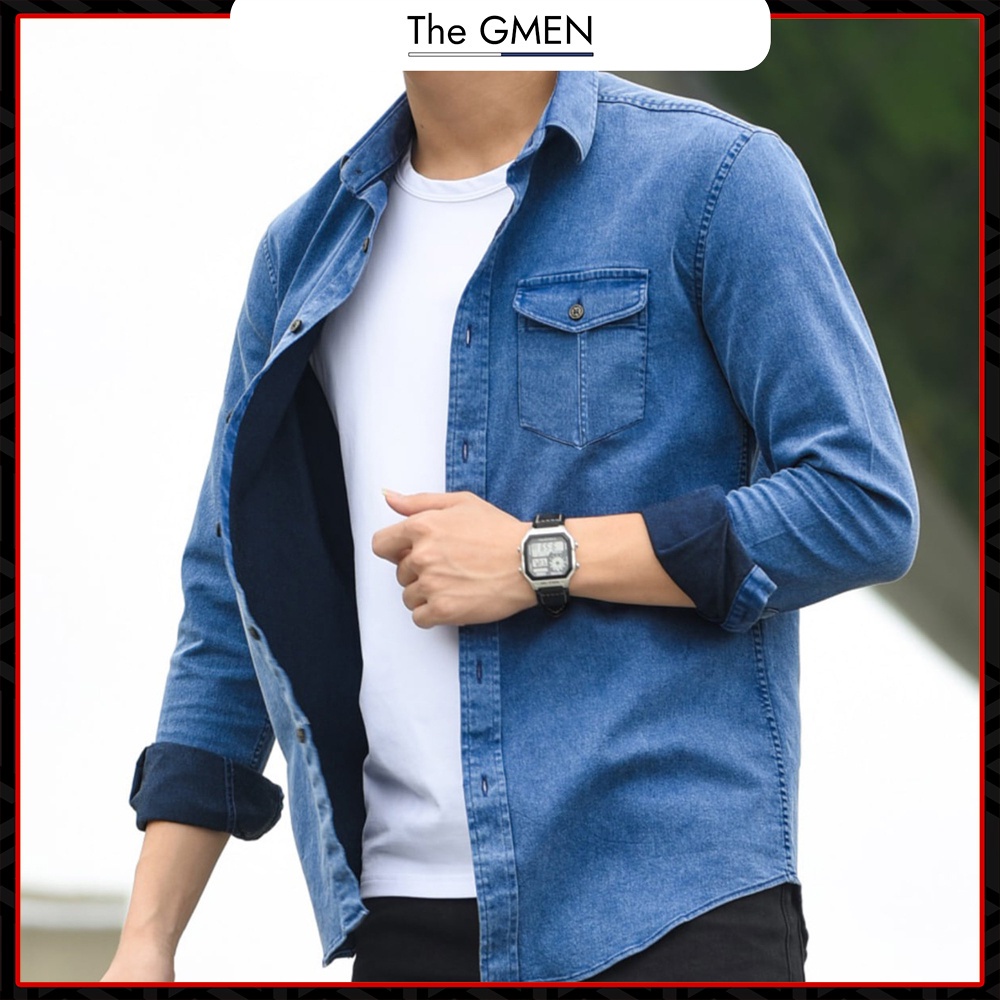 Áo khoác sơ mi nam The GMEN Kaki Double Pocket Shirt chất vải kaki 100% cotton
