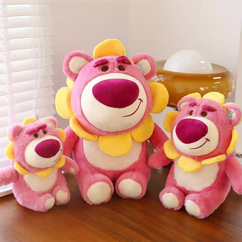 55cm Gấu Bông GẤU DÂU LOSTSO HOA MẶT TRỜI Cute - LÔNG Mịn - Xịn Xò - Cao Cấp