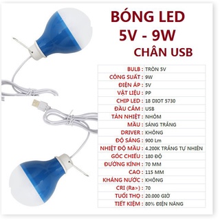 1 cái bóng đèn led 5v-đủ 9w hoặc 5v-5w
