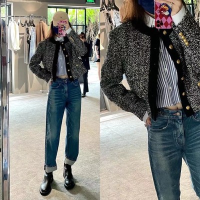 Áo khoác len dáng ngắn phong cách retro Blackpink Lisa