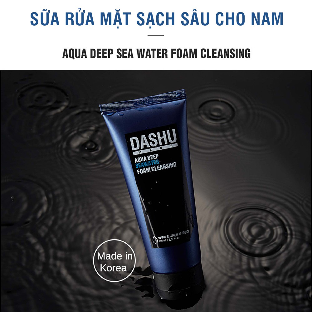 Bộ sản phẩm chăm sóc da DASHU Sữa rửa mặt 150ml và Kem chống nắng 50ml dành cho nam chính hãng Hàn Quốc CSD01