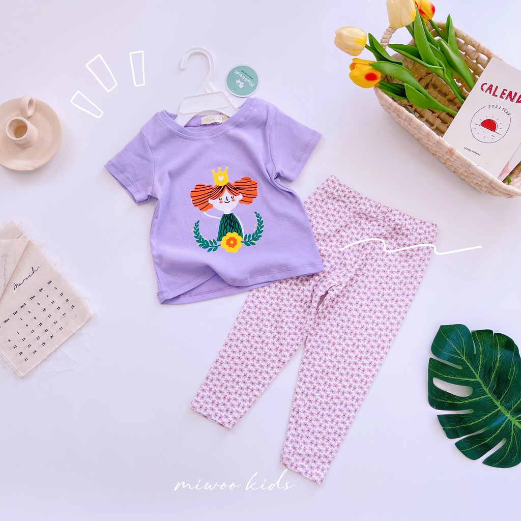 Đồ Bộ Thun Cotton Borip Cộc Tay Quần Dài Cho Bé Gái