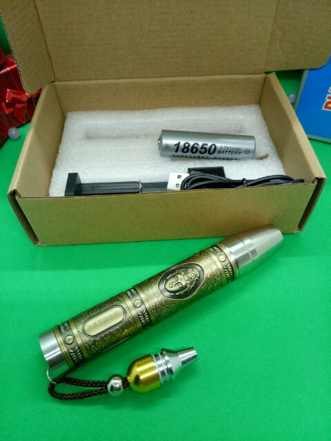 Đèn Pin Soi Đá 3 Màu Chính Hãng Siêu Rẻ Khắc Hoa Văn, Vỏ Inox, Soi Chuyên Đá, Hổ Phách