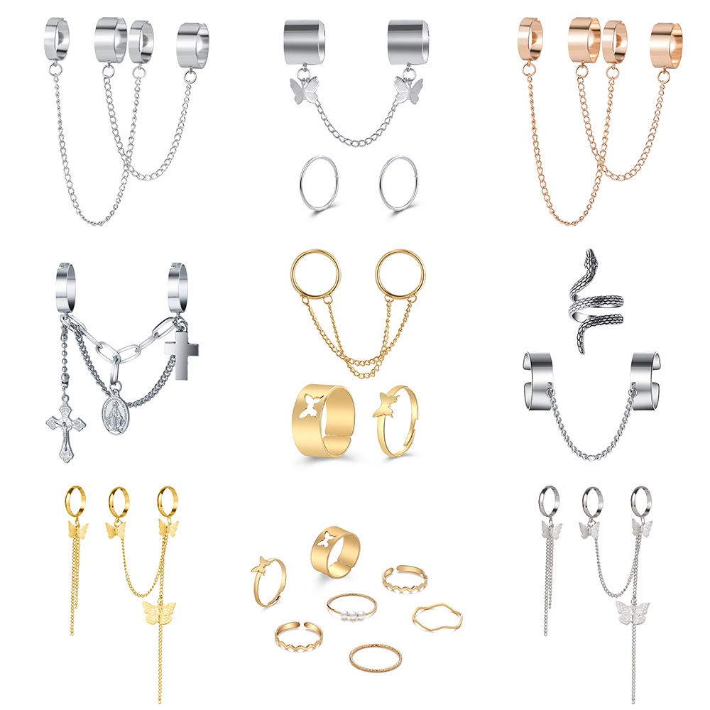 iF YOU Nhẫn   kiểu chữ thập/ bướm/ mạ vàng/ bạc phong cách cổ điển thời trang cho nữ