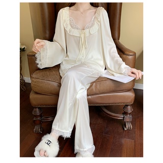 (SALE) Set bộ lụa mặc nhà phối ren quảng châu