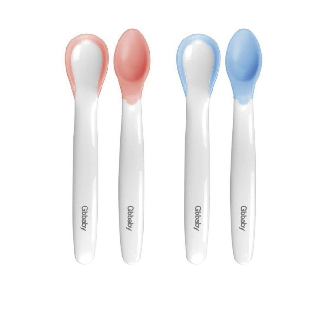 Thìa báo nóng (set 2 chiếc), thìa cảm biến nhiệt, thìa ăn dặm cao cấp Gb baby Hàn Quốc an toàn cho bé