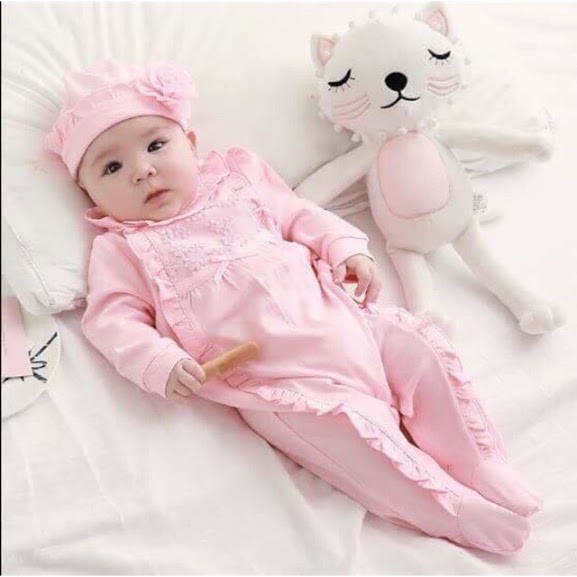 Sét Body Tiểu Thư Cổ Bèo Thêu Hoa (Kèm Mũ Hoa)/ Bodysuits bé gái