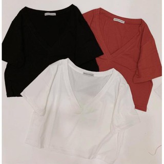 Áo crotop cộc tay cổ tim from rộng siêu hot siêu mát
