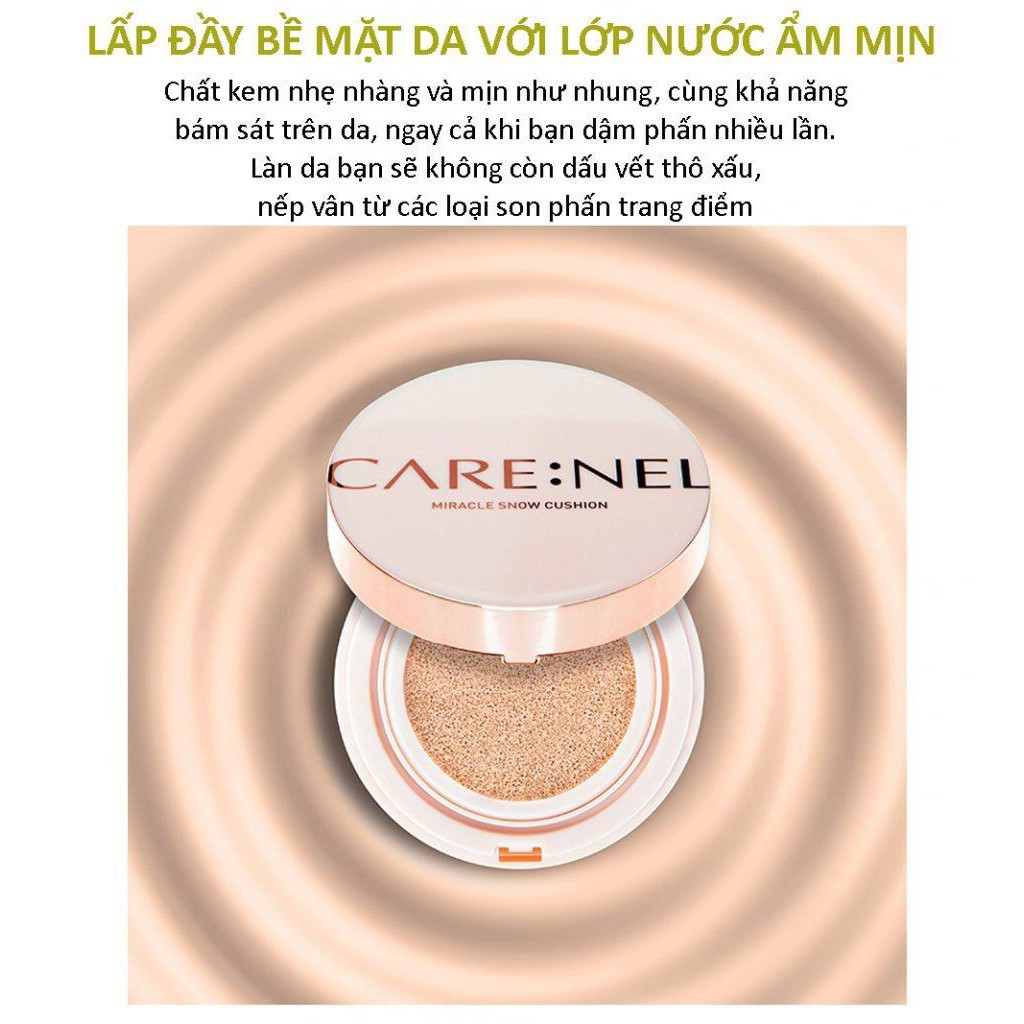 [Mã FMCG8 - 8% đơn 250K] Phấn Nước Chống Nắng, Che Khuyết Điểm Hoàn Hảo Care:nel Miracle Snow Cushion SPF50+/PA++++ 14g