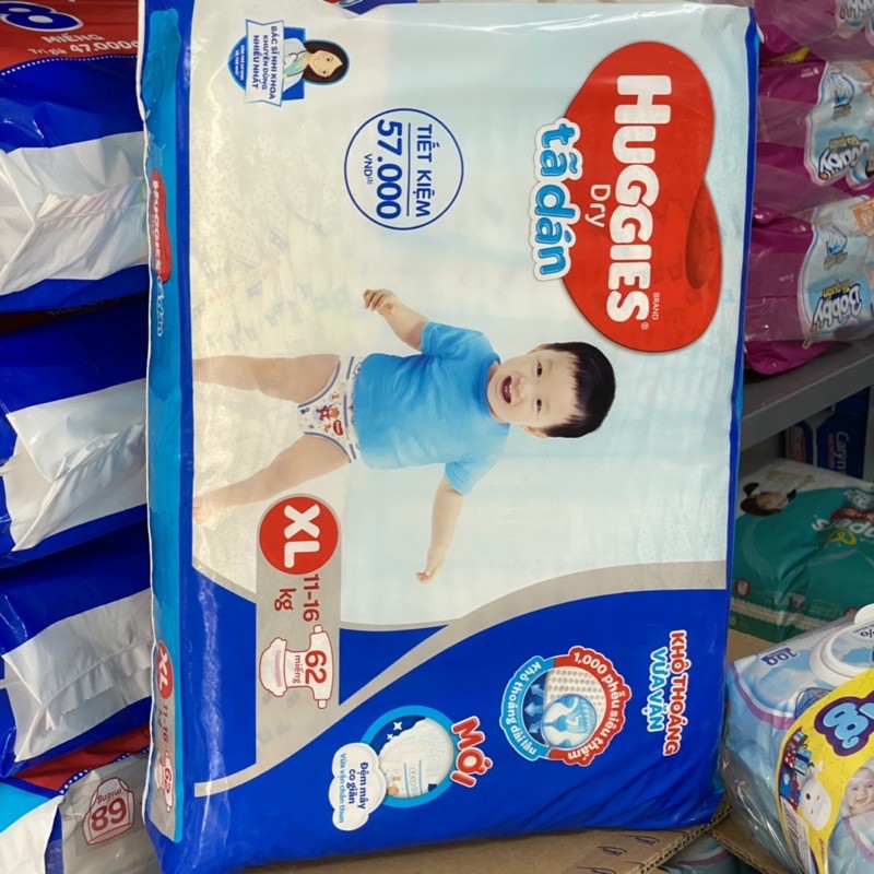 Tã dán Huggies S56, M76, L68, XL62, XXL56, Newborn 100 Miềng