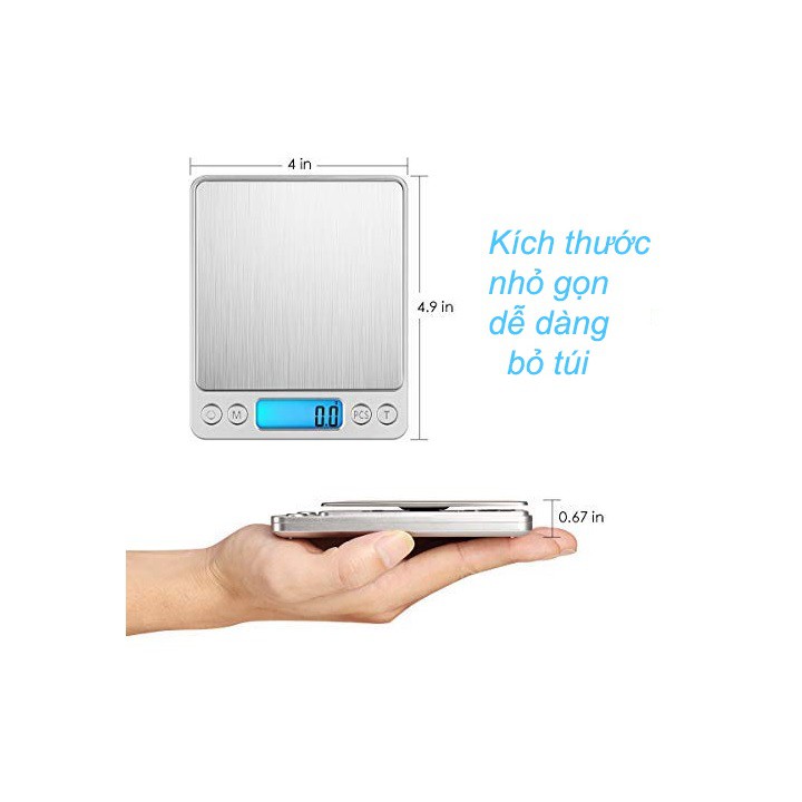 Cân tiểu ly điện tử , cân điện tử nhà bếp 3kg tặng kèm khay đựng đồ và 2 viên pin AAA - C2