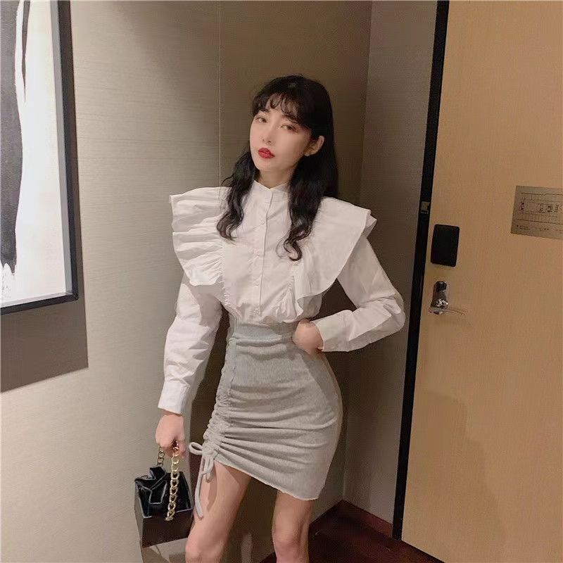 Áo Sơ Mi Trắng Cổ Đứng Phong Cách Cổ Điển Cho Nữ