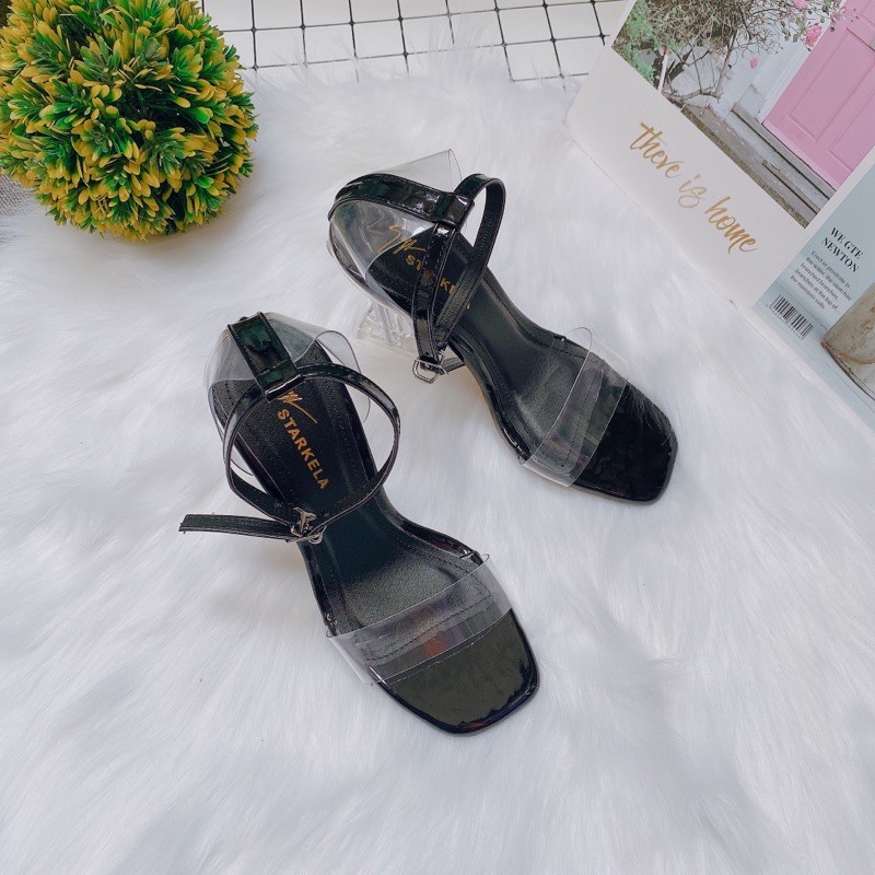 [Kèm ảnh chân thực] Giày sandal cao gót quai trong gót YS trong 9p bít gót hàng hot