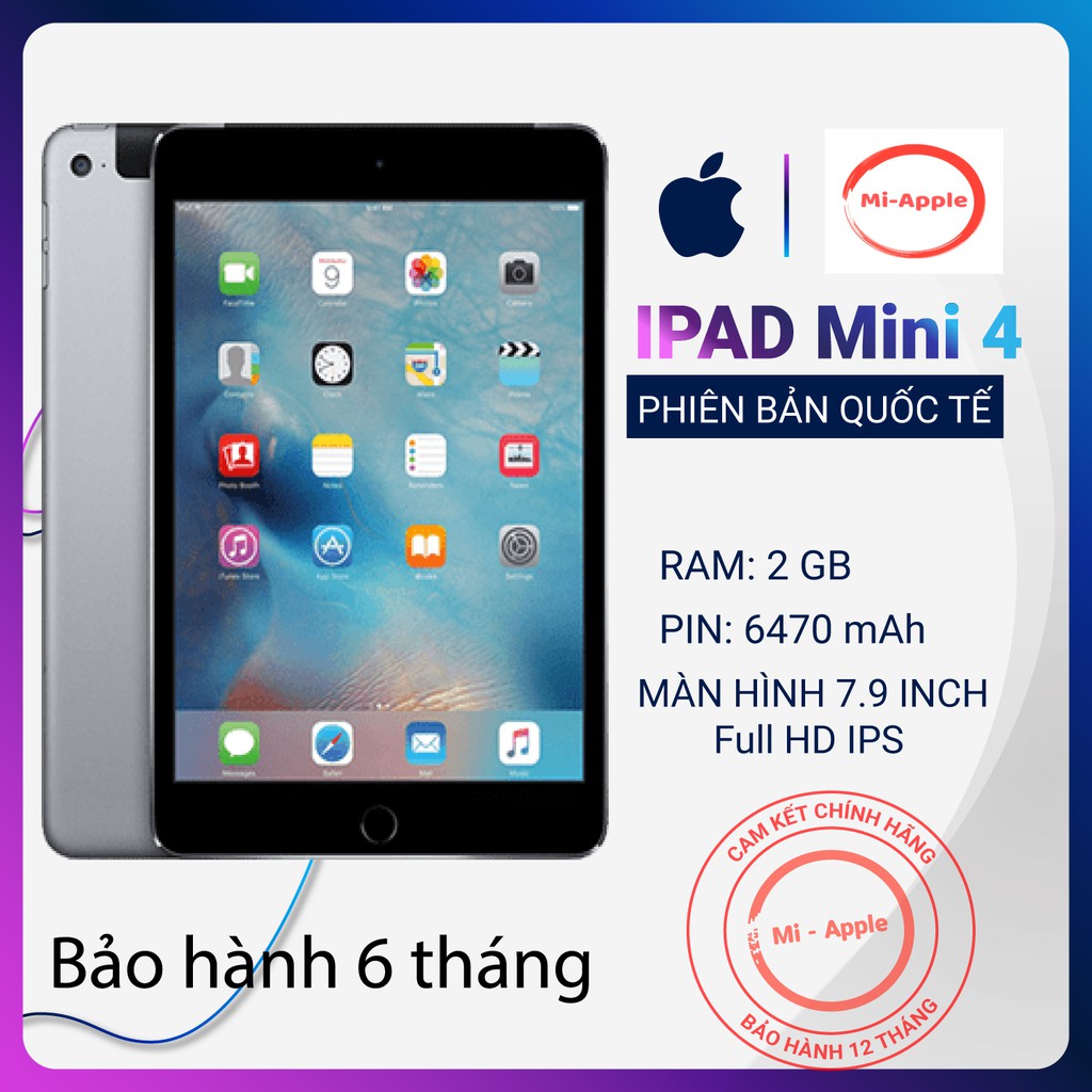 Máy tính bảng ipad mini 4 Quốc tế chính hãng bảo hành 6 tháng 1 đổi 1 tại nhà trong 30 ngày nhà bán hàng Miapple | WebRaoVat - webraovat.net.vn