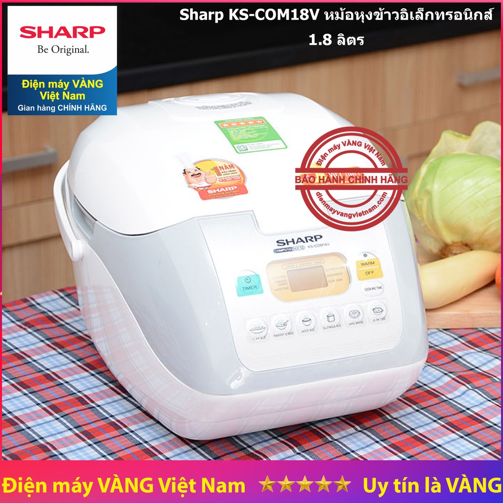 [BIG SALE] Nồi Cơm Điện Tử Thái Lan Sharp 1.8 Lít KS-COM18V Hàng Công Ty