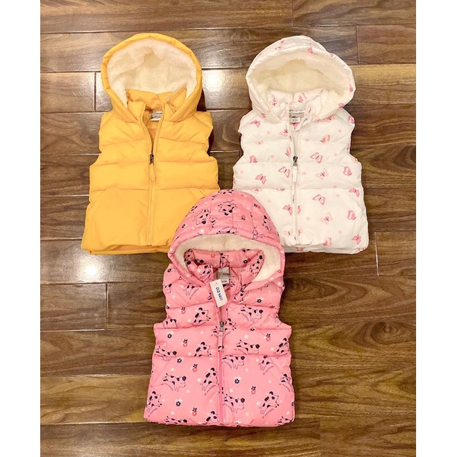 Áo phao gile mũ lông OLD NAVY dư xịn cho bé gái 12-20kg