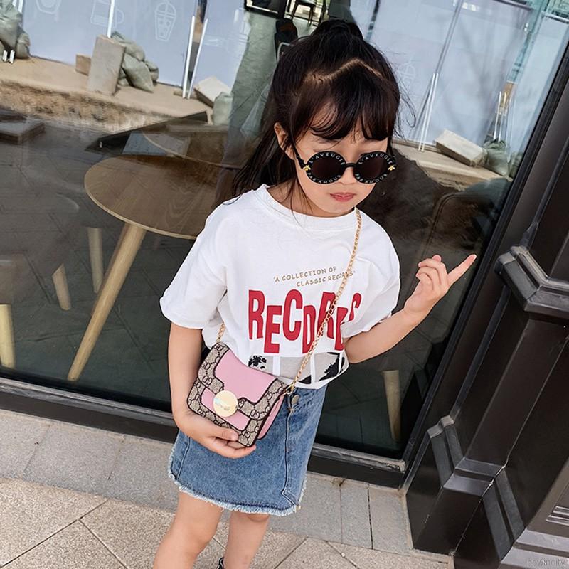 Túi đeo chéo bằng da PU họa tiết hoa cổ điển dành cho bé gái